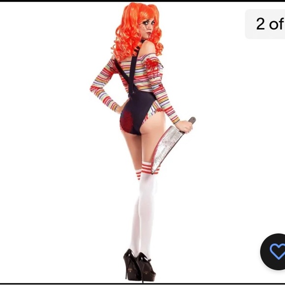 Sexy Party King Killer Doll Chucky Bloody Bodysuit Costume PK762 Teddy Socks XL - Picture 2 of 5